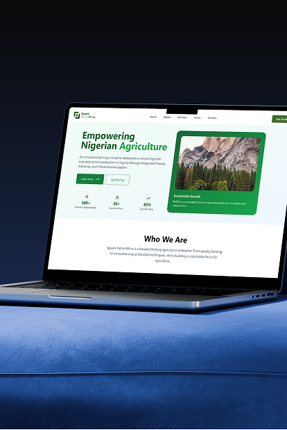 Mockup of Square Farms Africa website